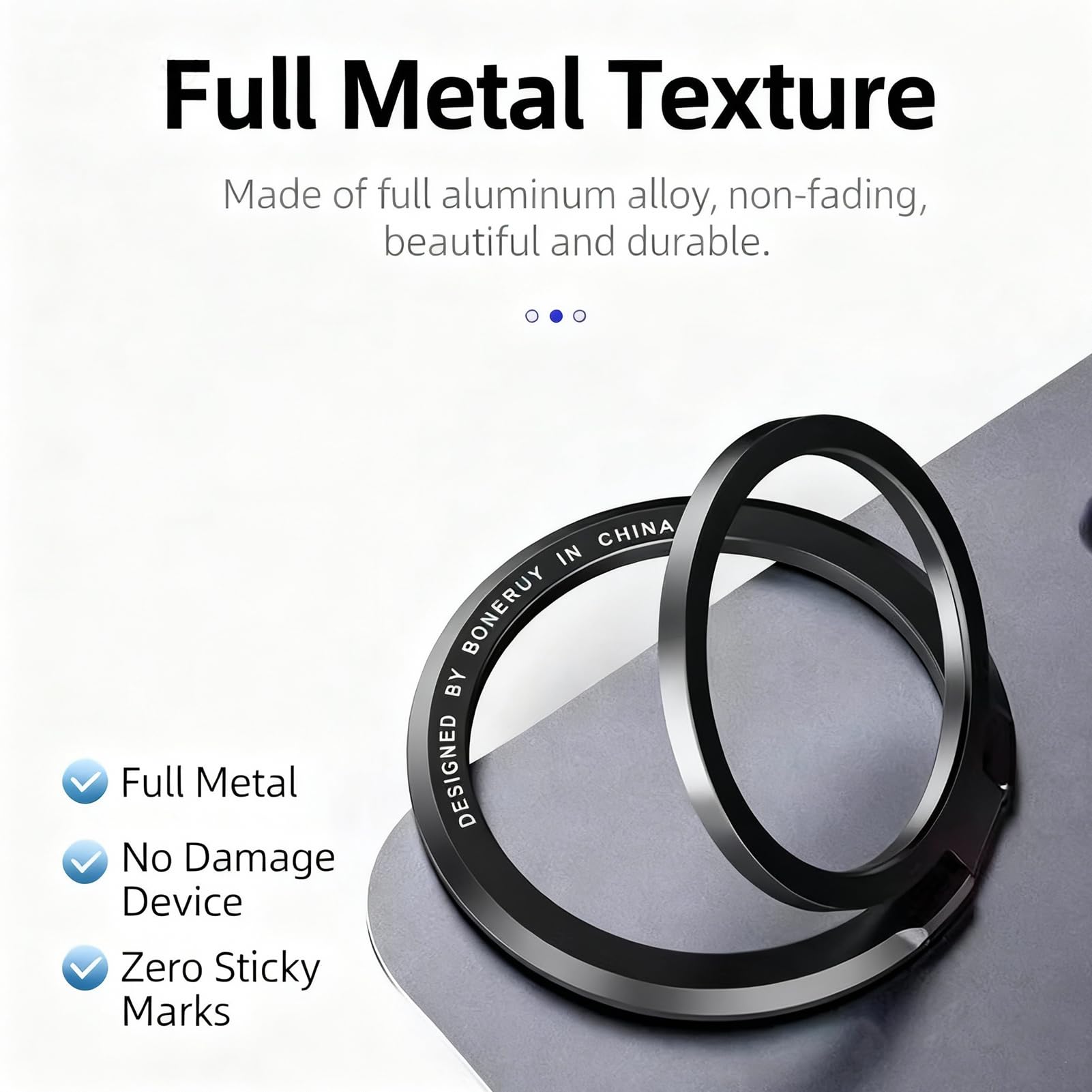 Supporto ad Anello Magnetico per Cellulare, Impugnatura smartphone, Universale Cellulare Anello Rotazione 360° Gradi Smartphone Ring per iPhone, Samsung, Huawei, Tutti Gli Smartphone(grigio)
