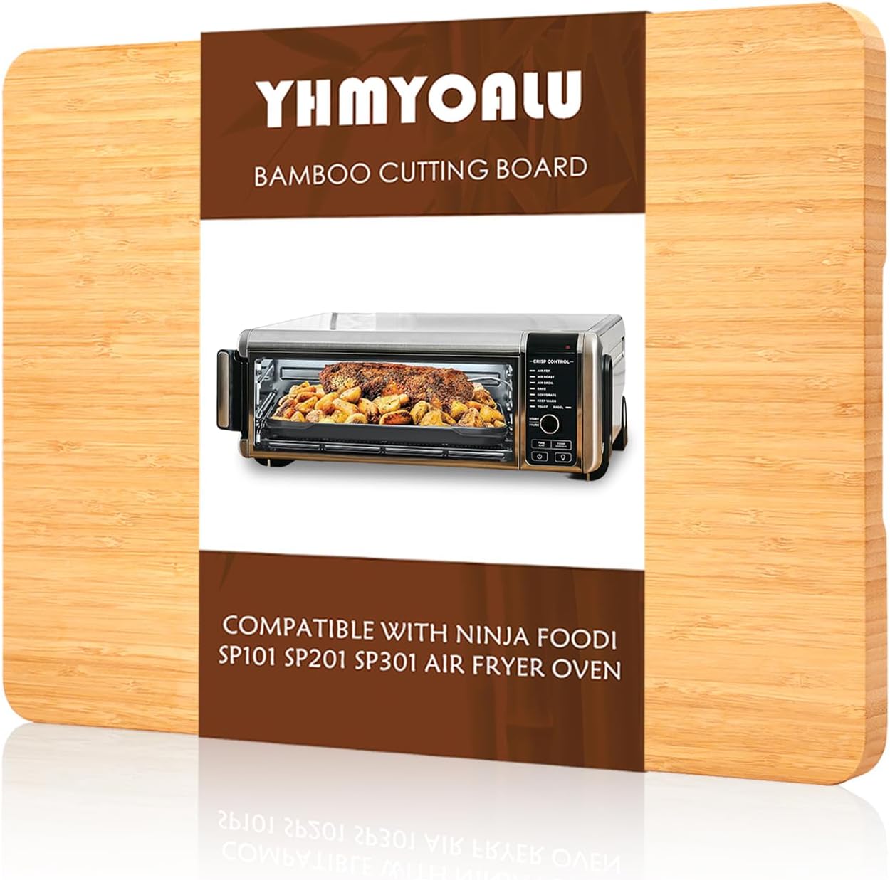 Bamboo Cutting Board Compatible with Ninja Foodi SP101 SP201 SP301 Air Fryer Oven, Accessories for Countertop Convection Toaster Oven, Creates Storage Space, Heat Resistant Silicone Feet