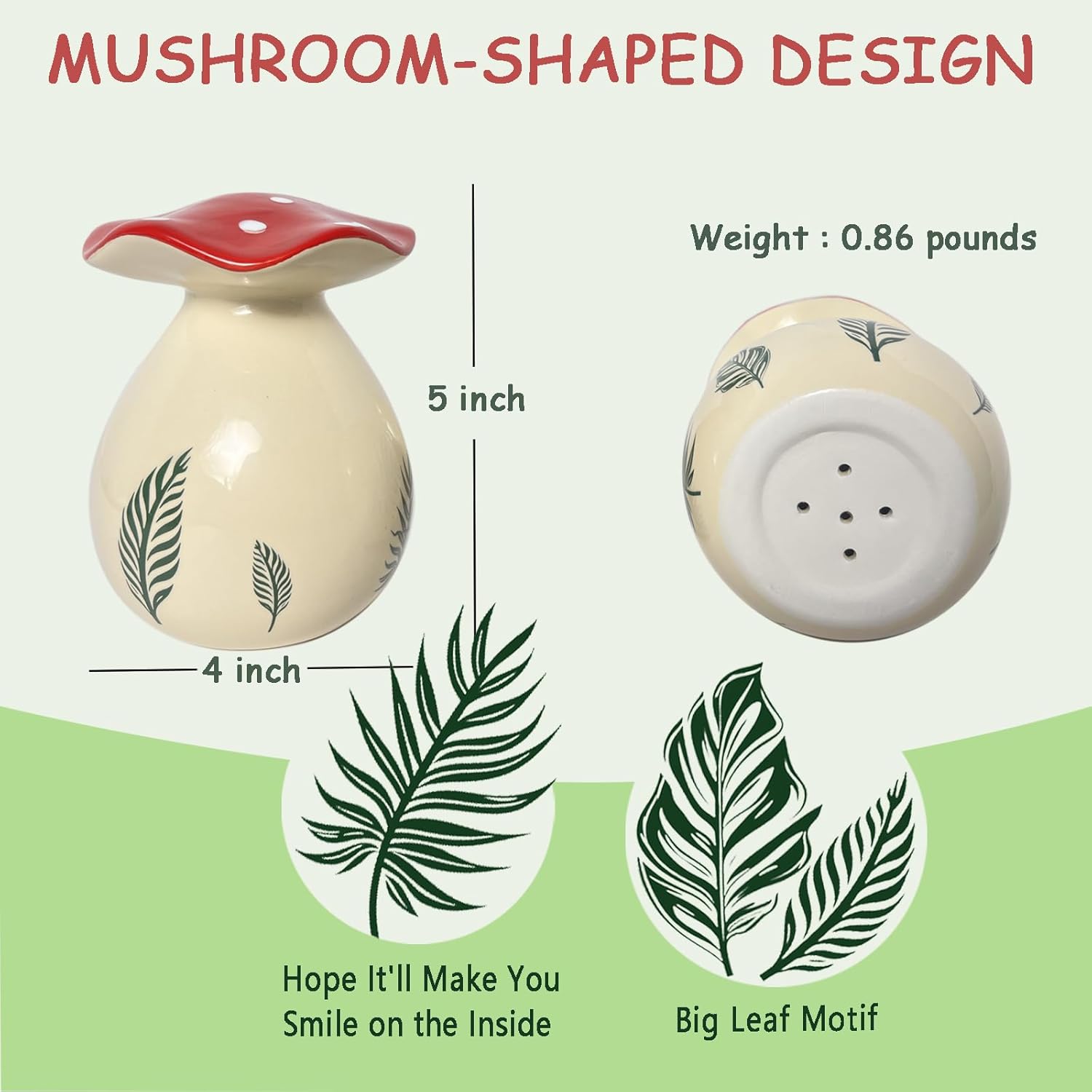 Cute Thumb Watering Can, Mushroom Decor Indoor/Outdoor, Handmade Ceramic Watering Bell, Cottagecore Decor Aesthetic Mushroom Merchandise, Plant House Warming Gifts