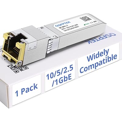 10GBASE-T SFP+ RJ45 Network Transceiver Module, 10Gb SFP to RJ-45 Copper Mini GBIC Low Working Temp Compatible with Cisco SFP-10G-T-S, Ubiquiti, Open Switch (1)