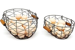 CVHOMEDECO Oval Wire Basket with Handle