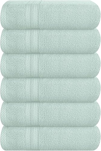 Miniatura 9 de BOUTIQUO Juego de toallas de 8 piezas 100% algodón hilado en anillo, 2 toallas de baño de 27 x 54 pulgadas, 2 toallas de mano de 16 x 28 pulgadas