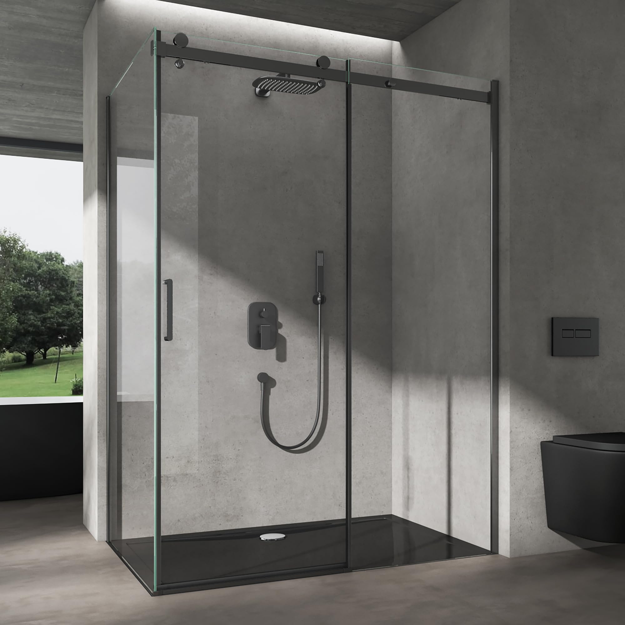 doporro Box Doccia Angolare 80x110x195 cm con Porta Scorrevole Reversibile