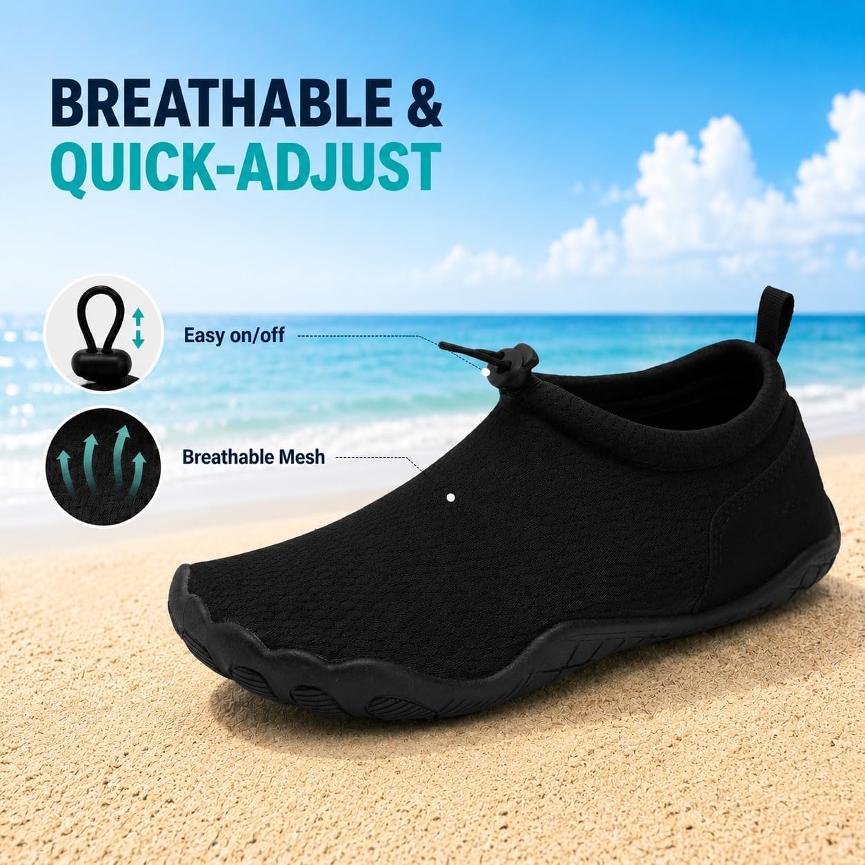 WHITIN Water Shoes for Men Women | Multi-Purpose Quick Drying Aqua Sneakers + Grippy Outsole