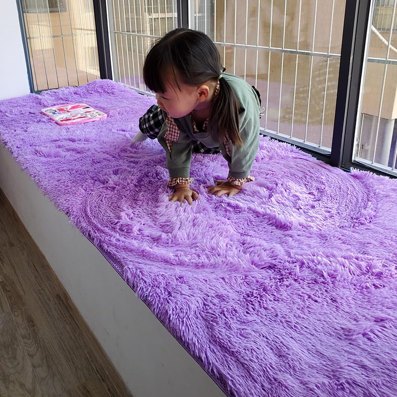 Tapis en peluche violet résout le problème des sols froids et glissants - taille 100 x 200 cm