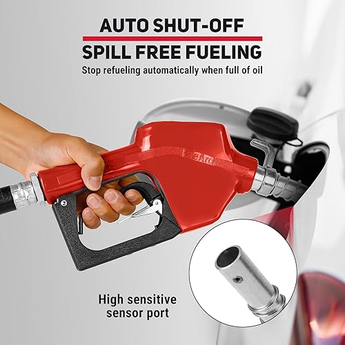 Vista 5 de Boquilla de combustible automática NPT de 3/4" con gancho, boquilla de combustible con mango de bomba de gas con candado de 3 velocidades (9-16 GPM)