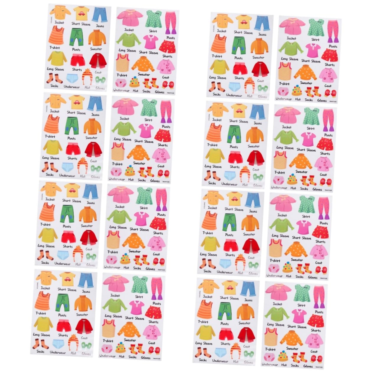 Toyvian 8sets Etichette Adesive Per Abbigliamento Set Per Classificazione e Organizzazione Stickers Per Resistente Facile Applicare Decorazioni Per Stanze Dei