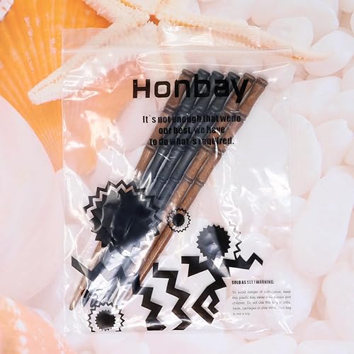 Miniatura 7 de Honbay 6 palillos de madera retro con forma de bambú, palillos de madera hechos a mano, soporte decorativo para el cabello para mujeres, accesorios