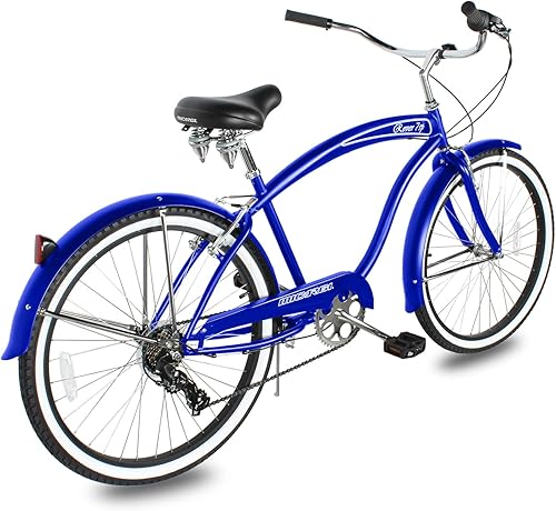 Miniatura 3 de MICARGI Rover - Bicicleta de playa ligera para hombres, adultos, ruedas de 24 pulgadas, con marco de acero, freno de 7 velocidades, bicicleta