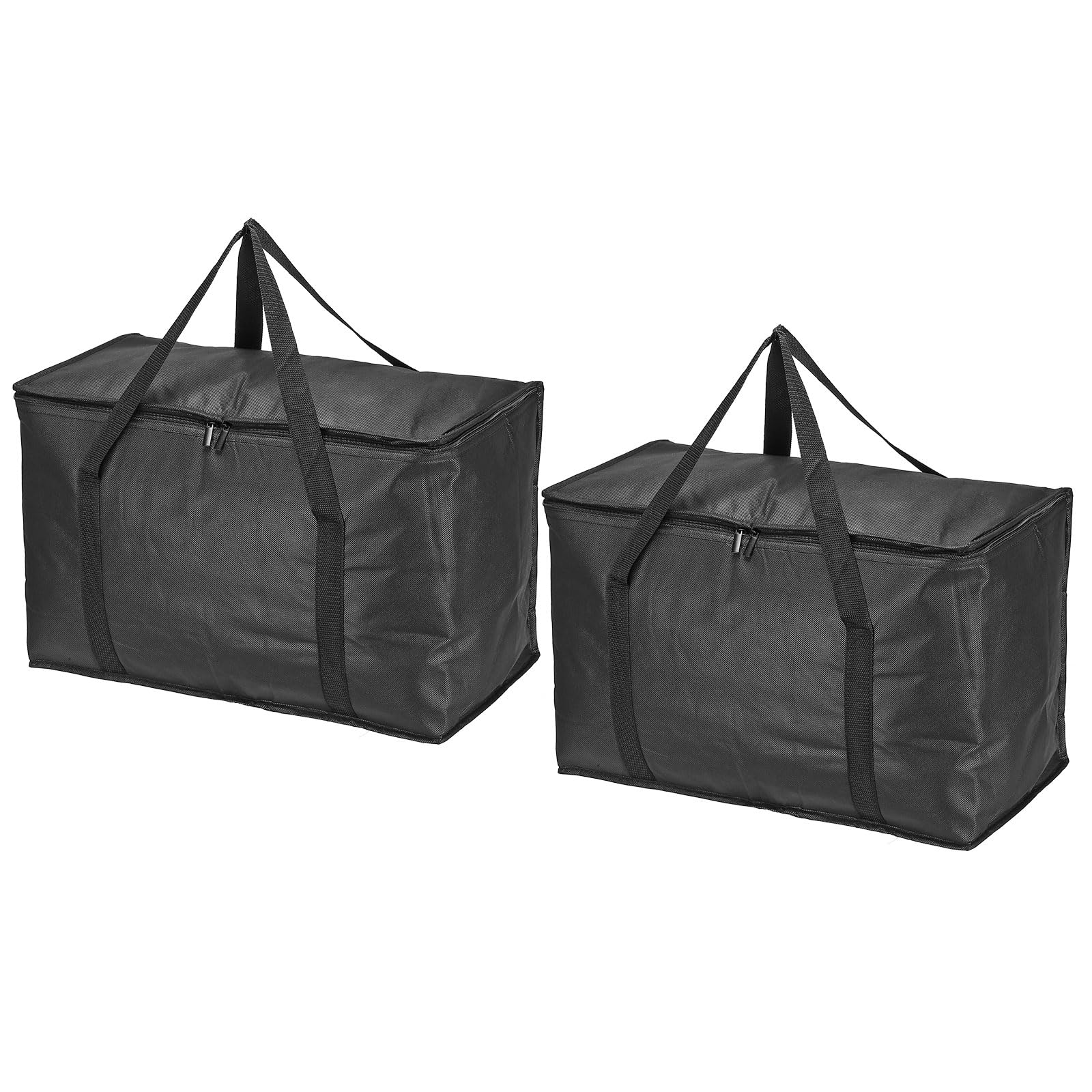 PATIKIL 20.1"x10"x13" Térmica Reutilizable Comestibles Bolsa, 2 Paquete Comida Reperto Aislada Enfriador Mano Bolsa con Cremallera Plegable para Caliente Frío Transporte Compras, Negro