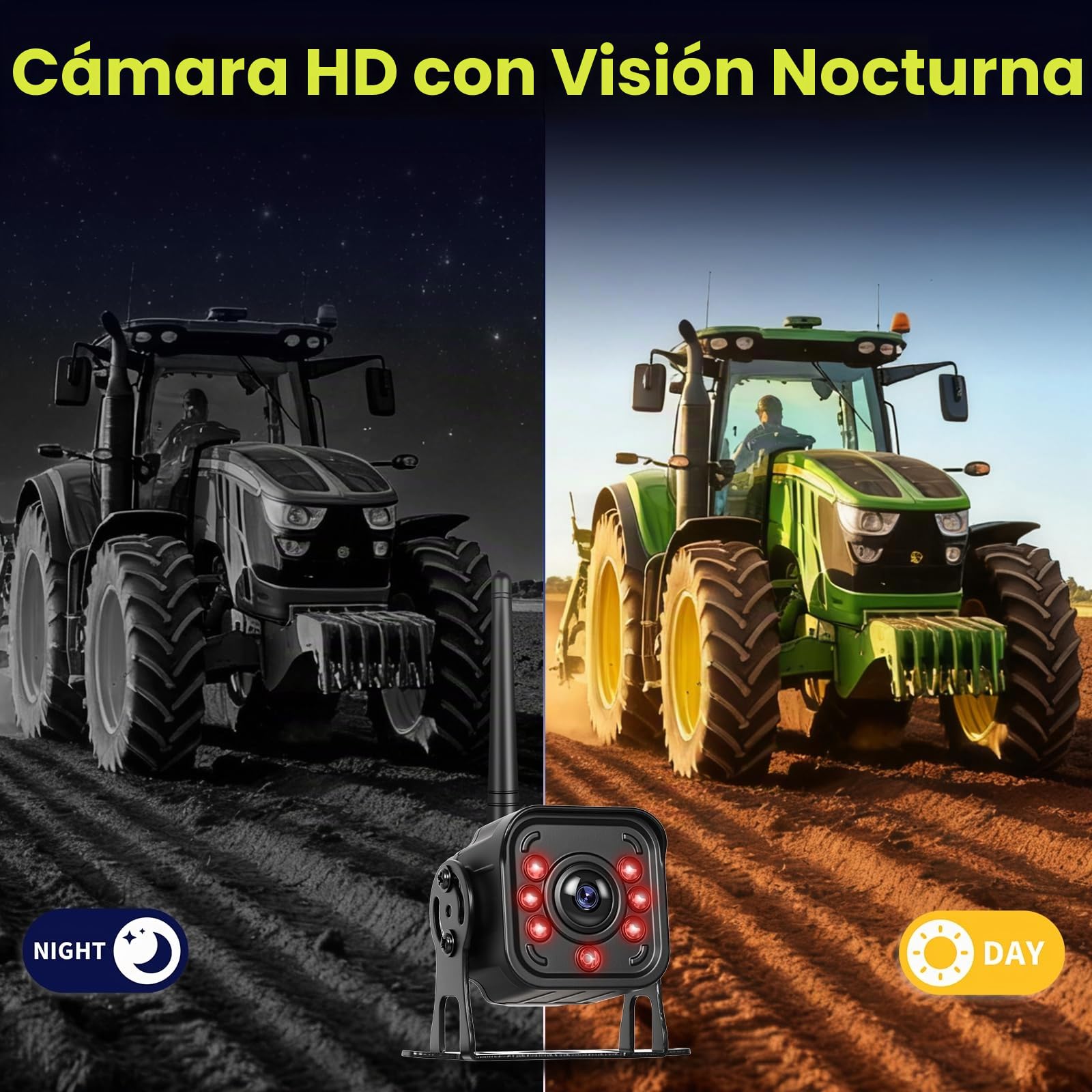 Hodozzy Cámara de Marcha Atrás Inalámbrica con Pantalla Táctil Impermeable 7 Pulgadas con BSW, Grabación en Bucle, Cámara de Visión Nocturna Inalámbrica Digital para Vehículos de Construcción 12V-36V