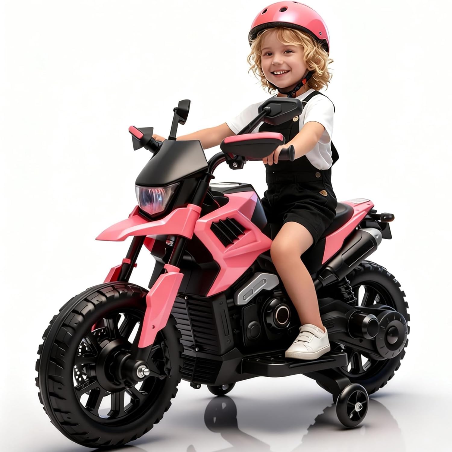 Moto elettrica per bambini 6 V, con 2 ruote stabilizzatrici, per 3-8 anni