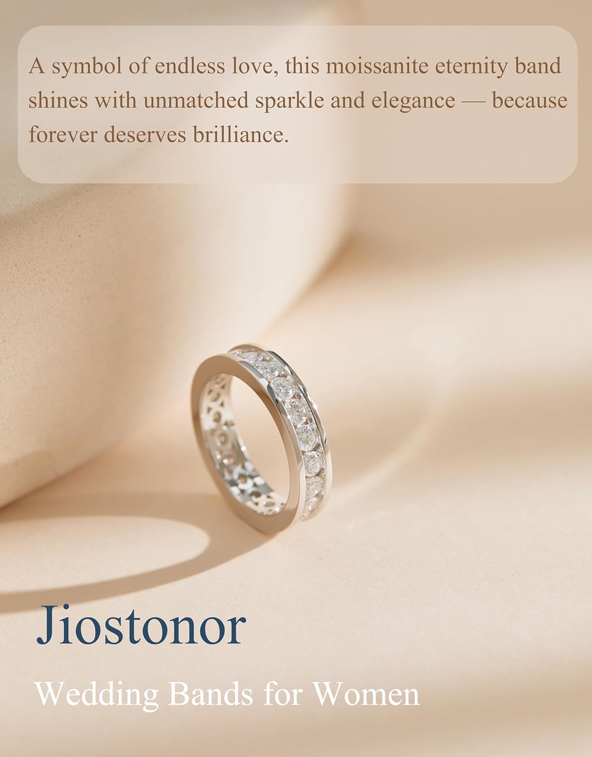Moissanite Eternity Ring for Women 2cttw D Color 925 Sterling Silver Wedding Band Rings for Women - Image 3