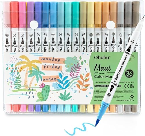 Ohuhu Marcadores pastel de 36 colores y marcadores de alcohol