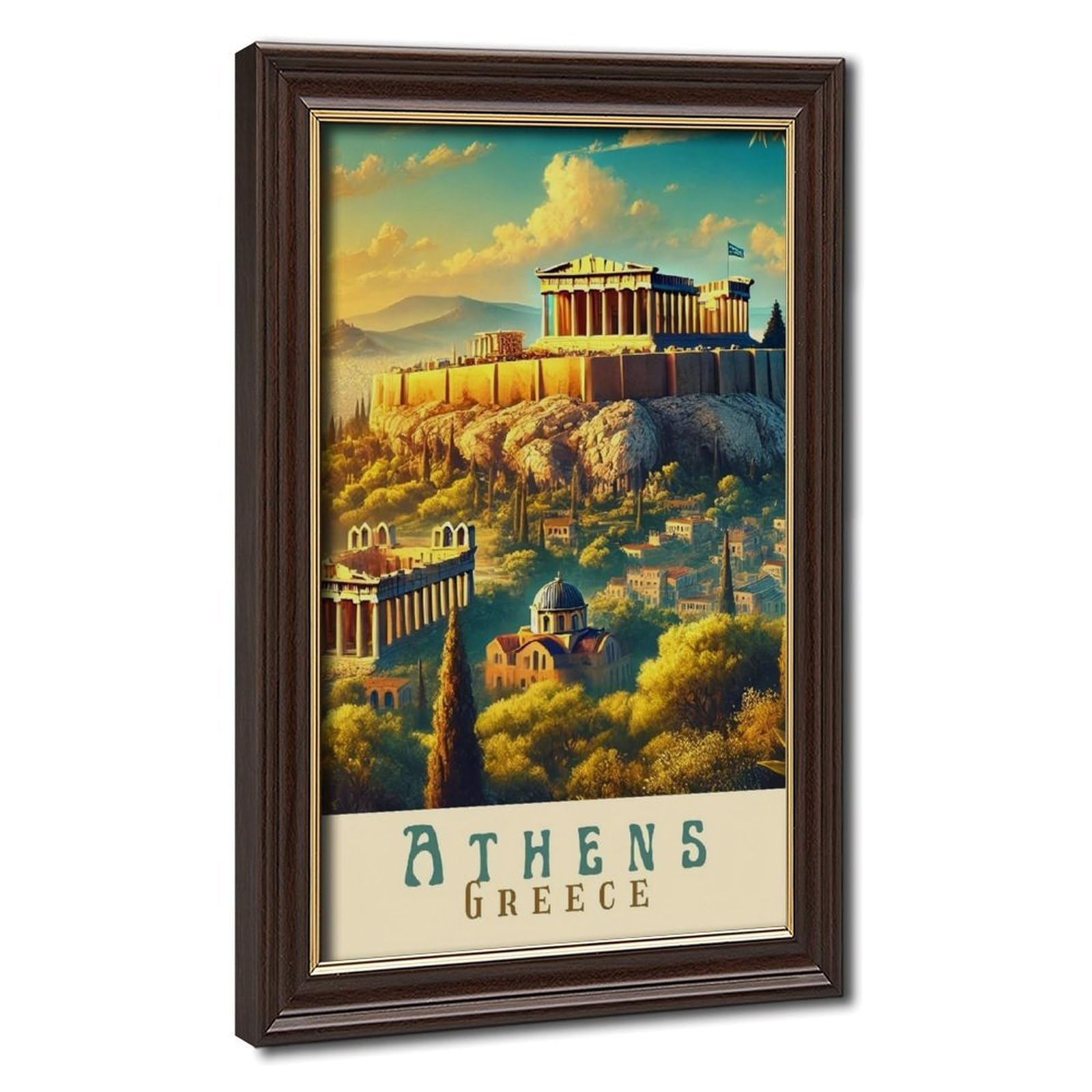 Bareronor Mokume Gane Frame-Style Athens Canvas Poster For Bedroom Decor Gift