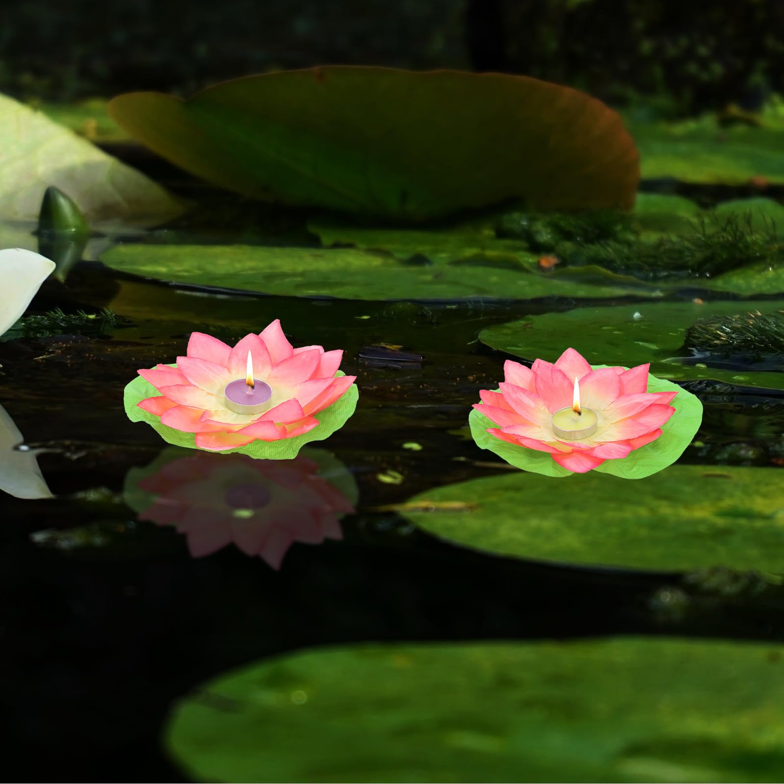 15 pièces Flottant lumière nénuphar Bougie Flottante lanternes Piscine étang réservoir Fleur Lampe de Nuit Bougies flottantes décoratives lumières for Festival de prière (Couleur aléatoire)