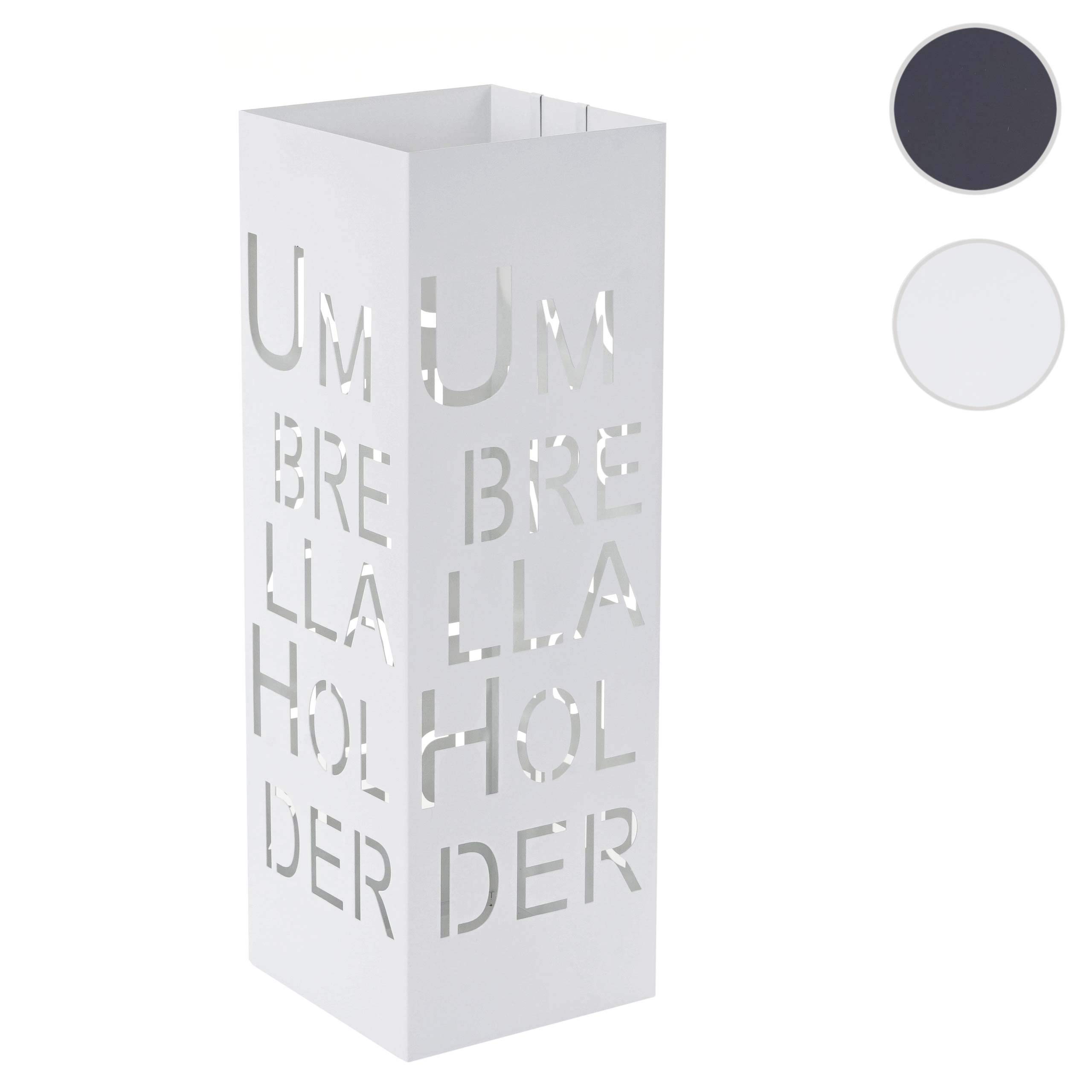 Portaombrelli quadrato decorativo moderno HWC-C78 metallo - bianco scritte