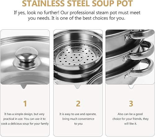 Miniatura 4 de Angoily Vaporizador de alimentos Verduras asiáticas Olla grande Olla de sopa grande Ollas Utensilios de cocina Juegos de vapor para cocinar