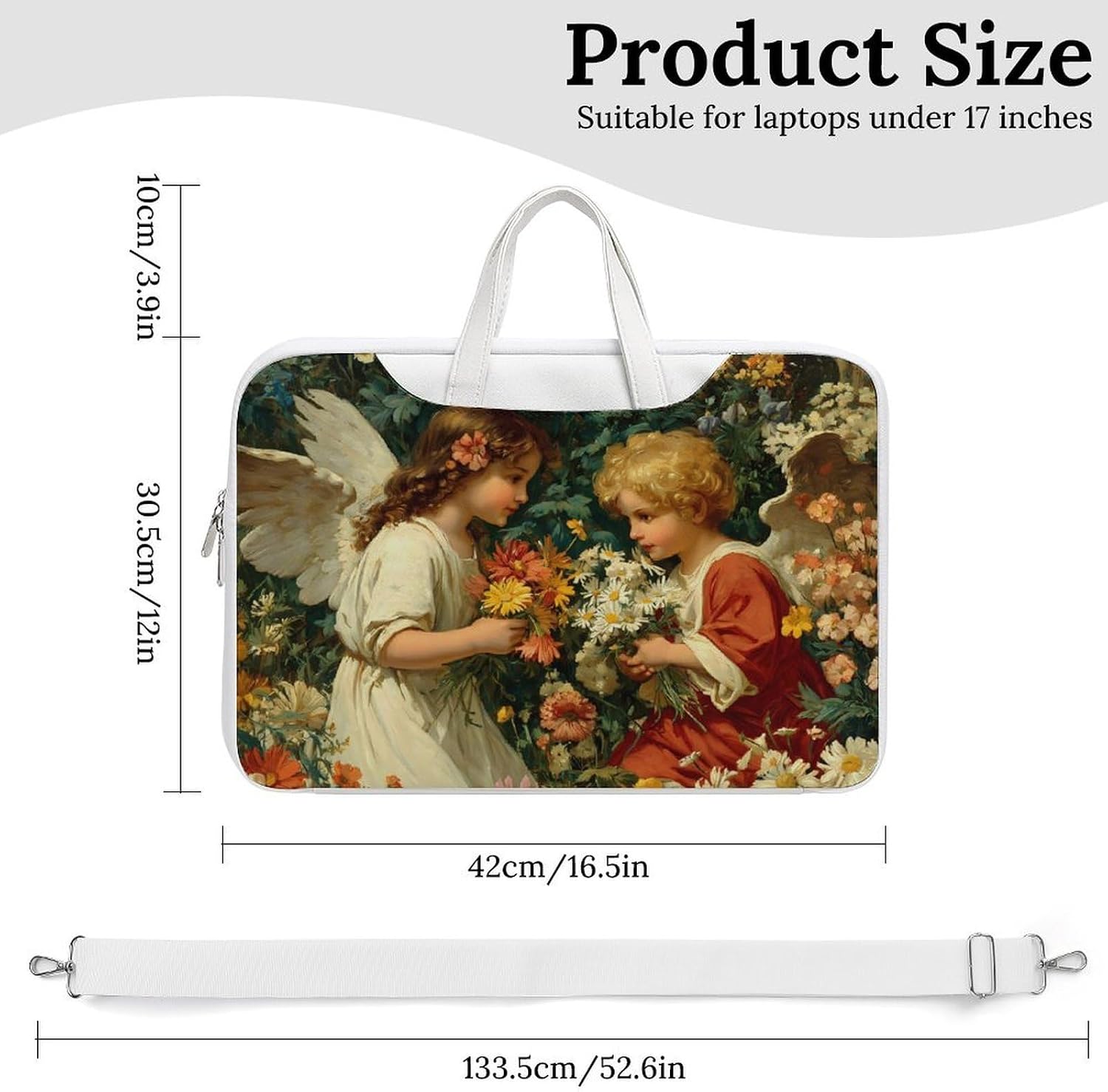 Angelflowers Wings PU Shockproof Laptop Tote Bag image 3