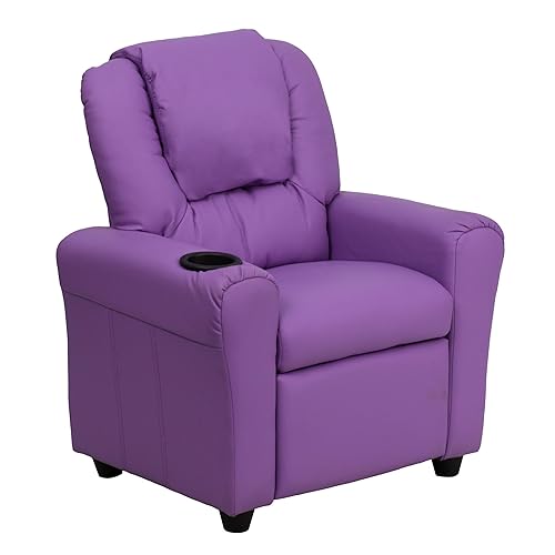 Vana Vinyl Kids Recliner with Cup Holder, Headrest, and Safety