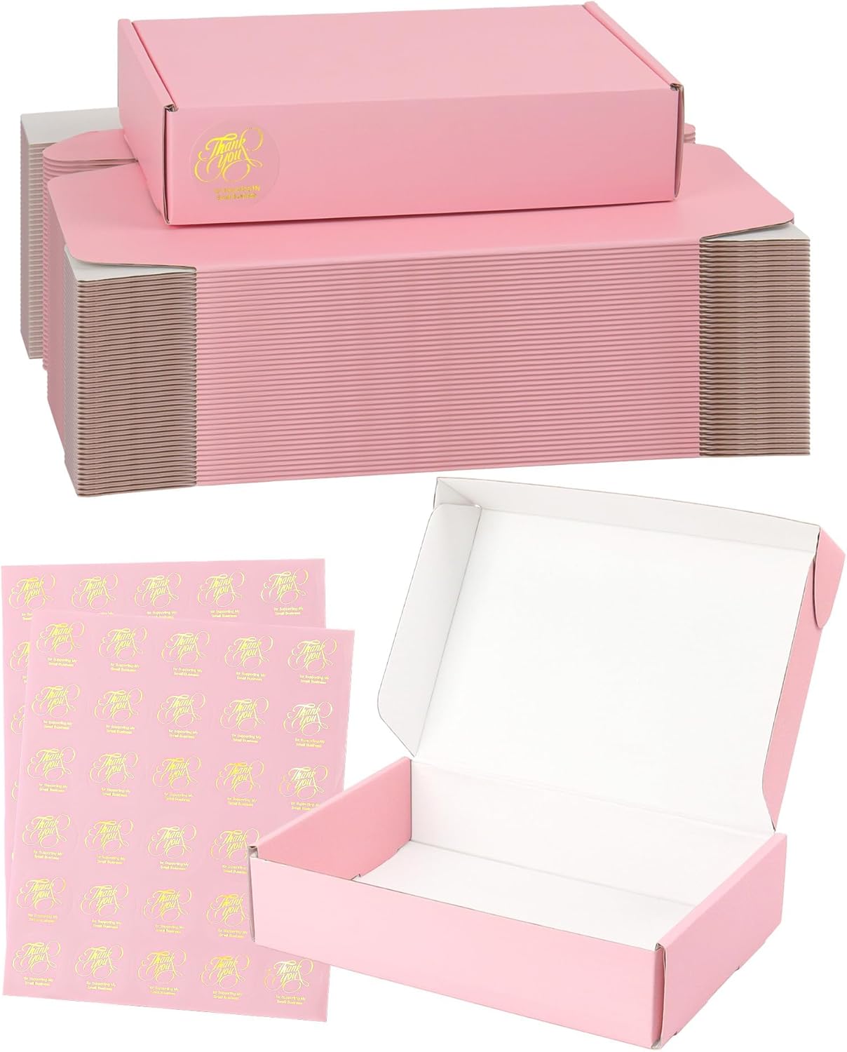 9x6x2 Inch Pink Shipping Boxes 45 Pack, Small Cardboard Boxes for Packaging Small Business