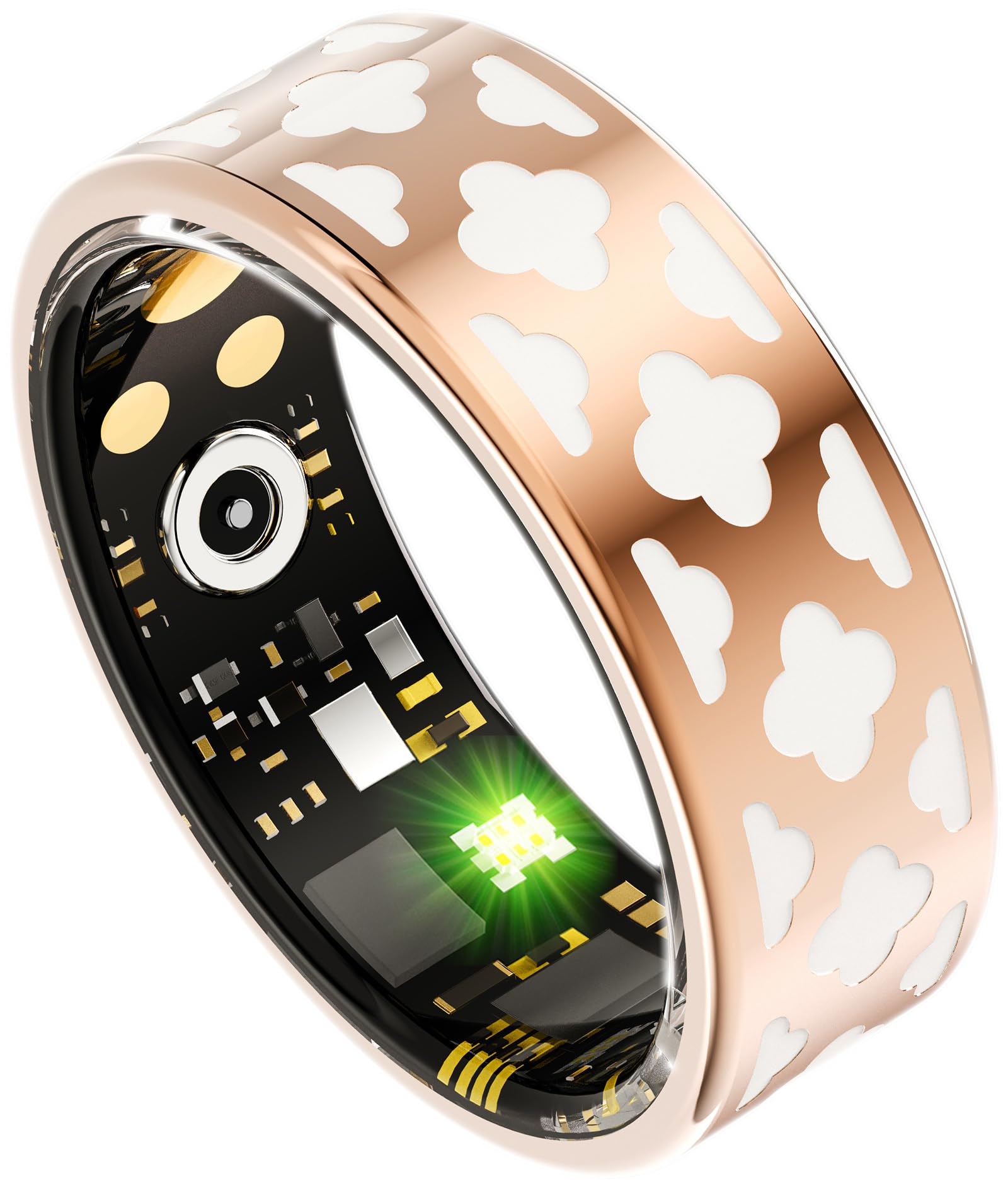 findtime Bague intelligente dorée pour femme et homme - Pour Android et iOS - Moniteur de sommeil - Moniteur de fréquence cardiaque - Podomètre - Suivi d'activité - Or rose