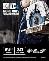 Vista 2 de CRALY Hoja de sierra circular de 6-1/2 pulgadas y 24 dientes para corte de madera, eje de 5/8 pulgadas, punta de carburo, corte fino, Black Ice