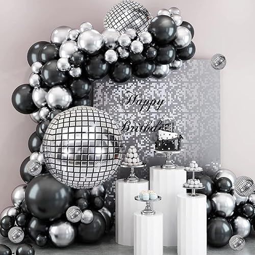 Miniatura 4 de Globos de bola de discoteca, 30 piezas de lámina de Mylar 4D plateada, 10-32 pulgadas, decoraciones de fiesta, autosellado, temática de discoteca