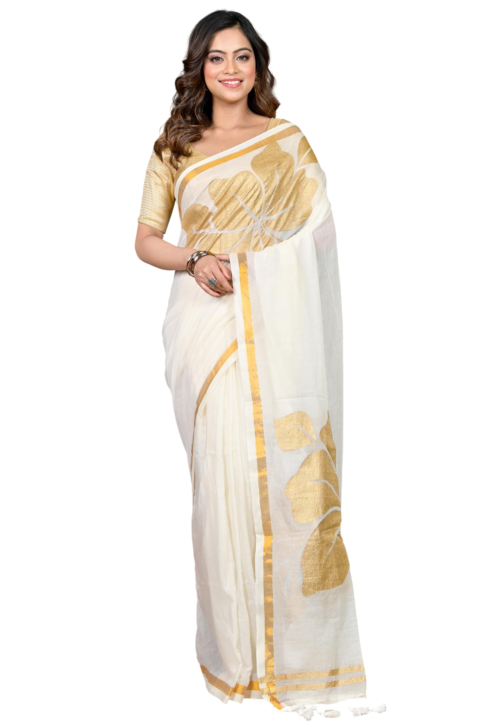 Traditional Bengal Artisan Crafted Cotton BlendedPrinted Handloom Saree-picture-14