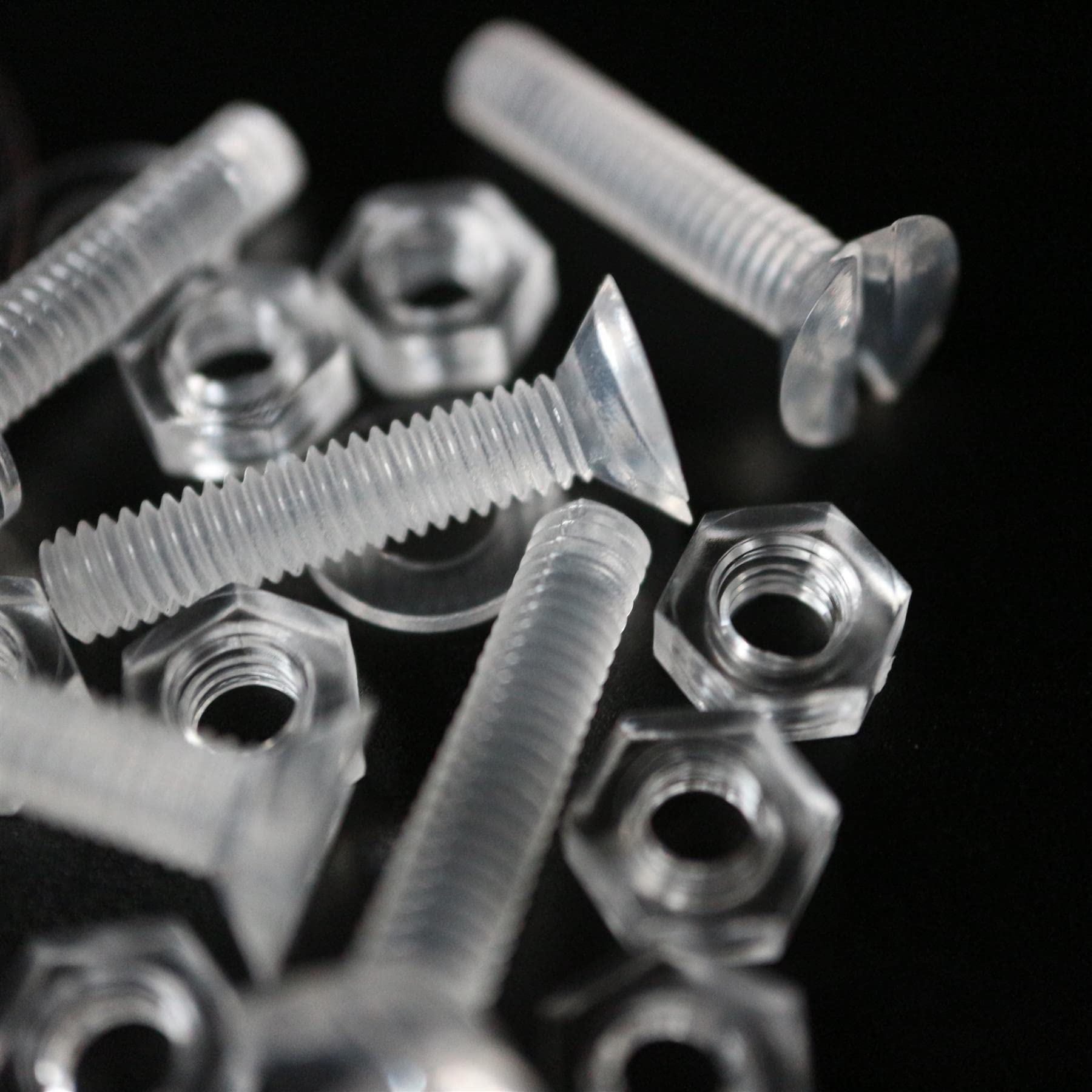 50 x Slotted Countersunk Screws. Bolts, Nuts, Washers, M4 x 20mm - Transparent Clear, Acrylic Plastic Screws - Image 4