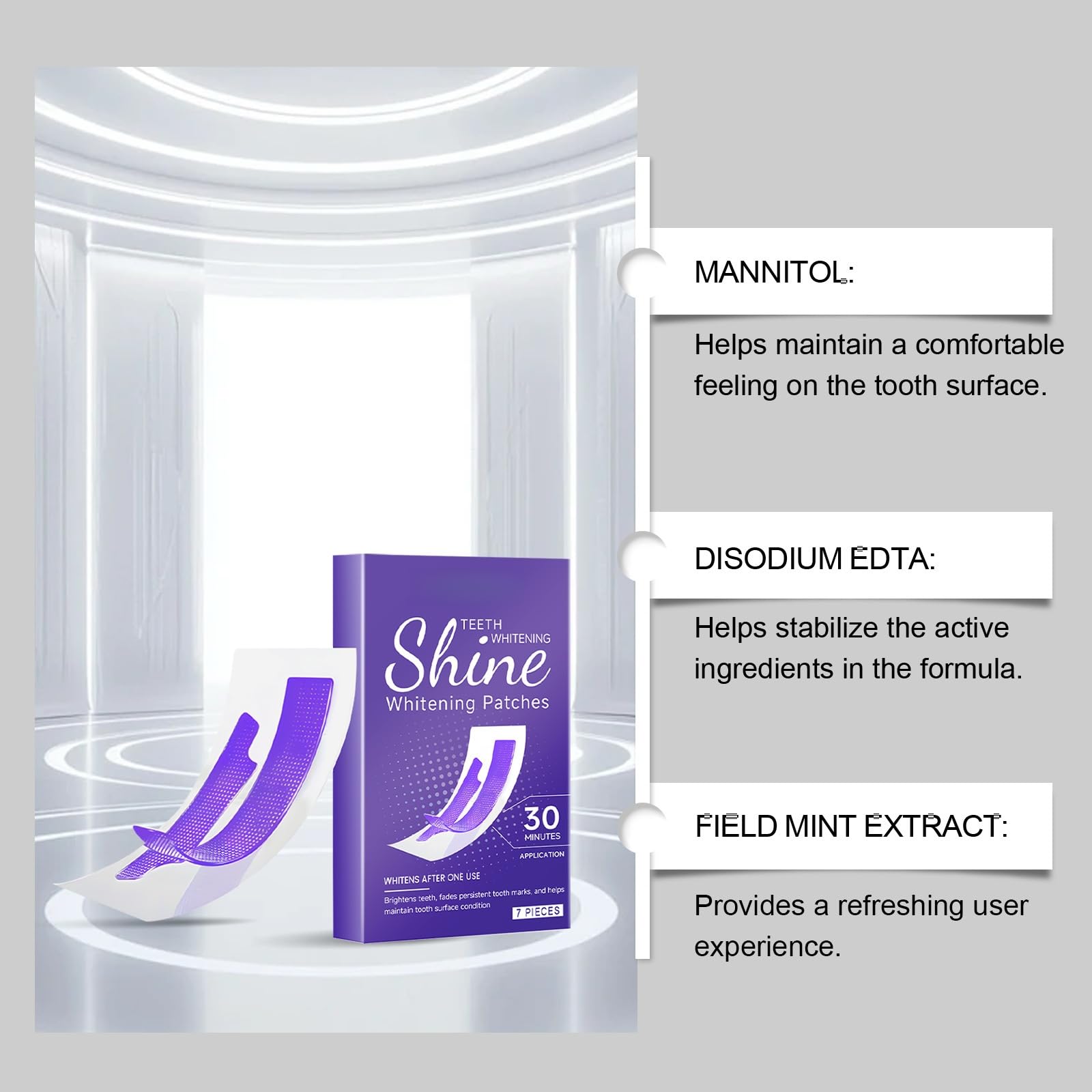 Nastro sbiancante viola morbido, sbiancamento dentale efficace, elimina le macchie di caffè/tè/vino per teeth whitening (7 pezzi)