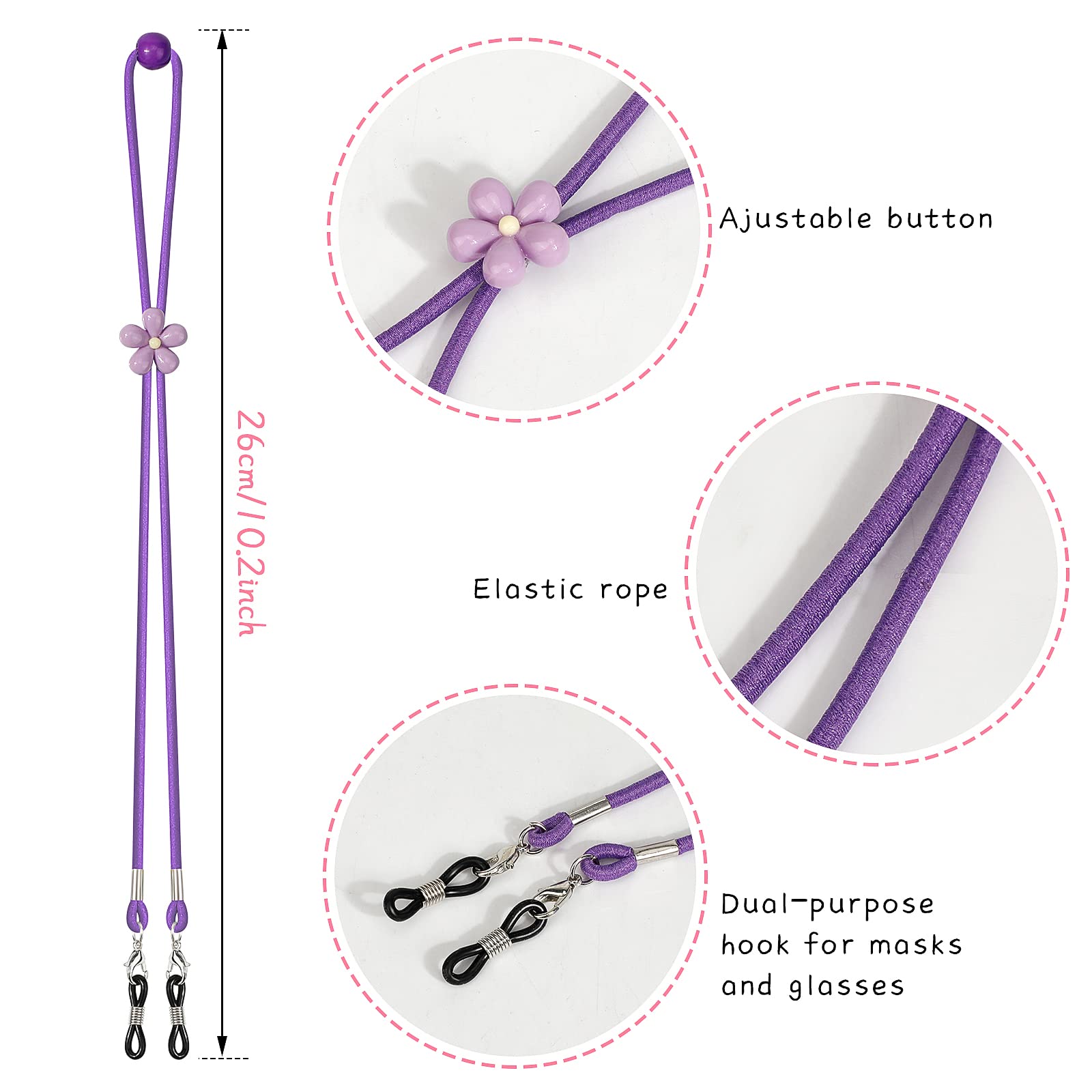 Hifot Kinder Brillenband verstellbar 5 Stück, Mädchen Junge Lesebrille & Sonnenbrille Strap, Brillenschnur Brillenkette Brillenkordel sport