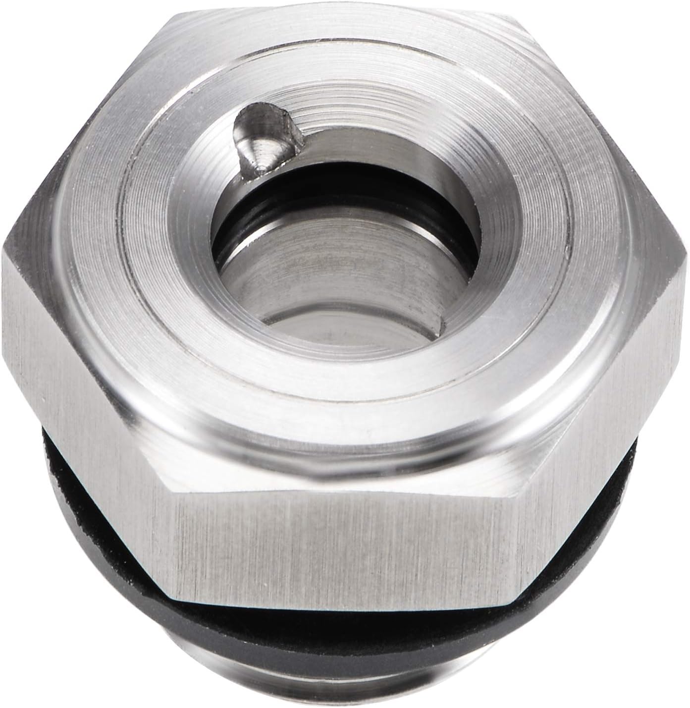 uxcell Oil Liquid Level Gauge Sight Glass M16x1.5mm Male Threaded 304 Stainless Steel Air Compressor Fittings with Gasket, Silver Tone