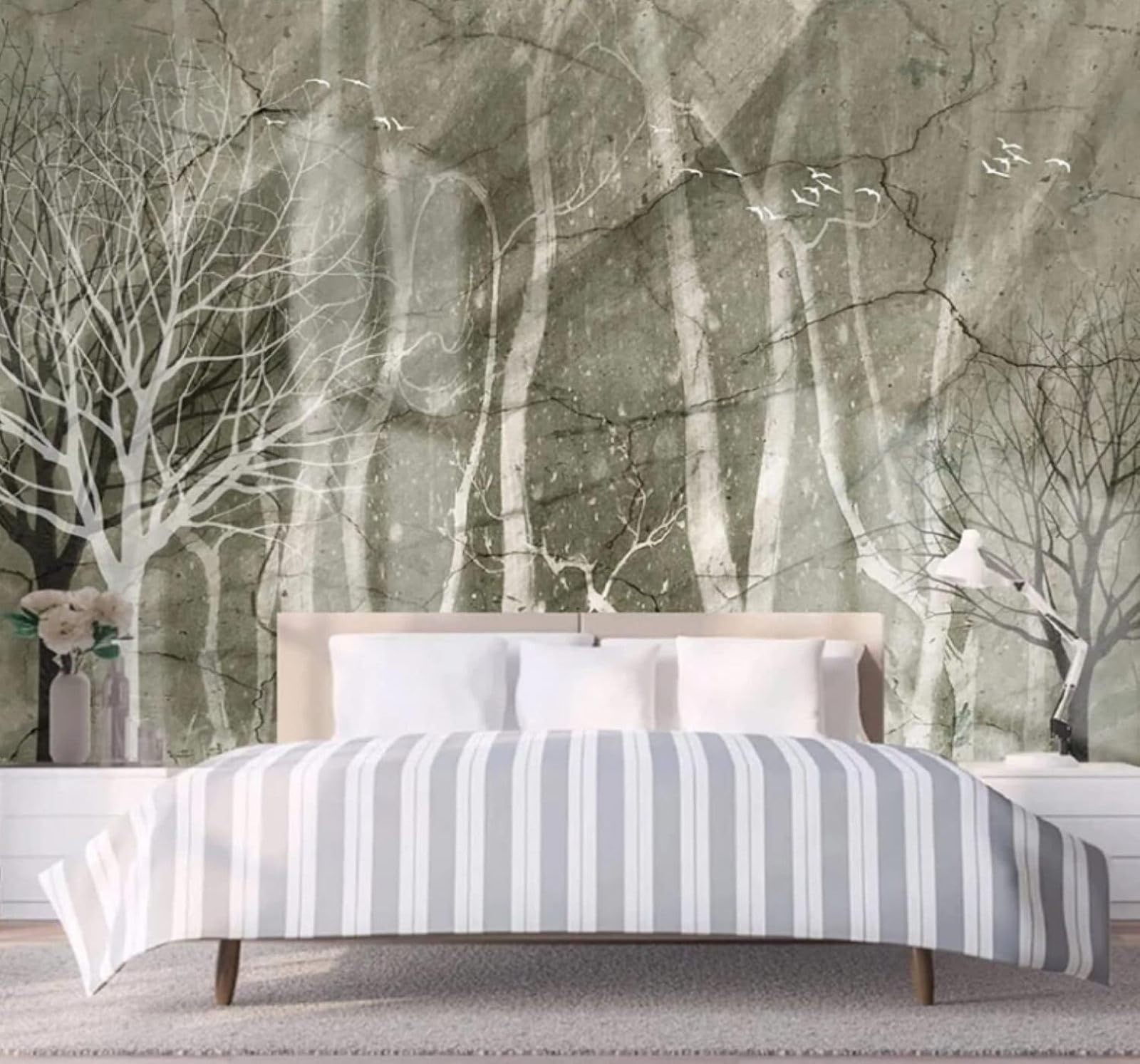 XLMING Retro Abstract Forest Birds in Flight Landscape 3D Wallpaper Luxury Home Dining Decor Paste Sofa Living Room The Wall for Bedroom Mural-250cm×170cm