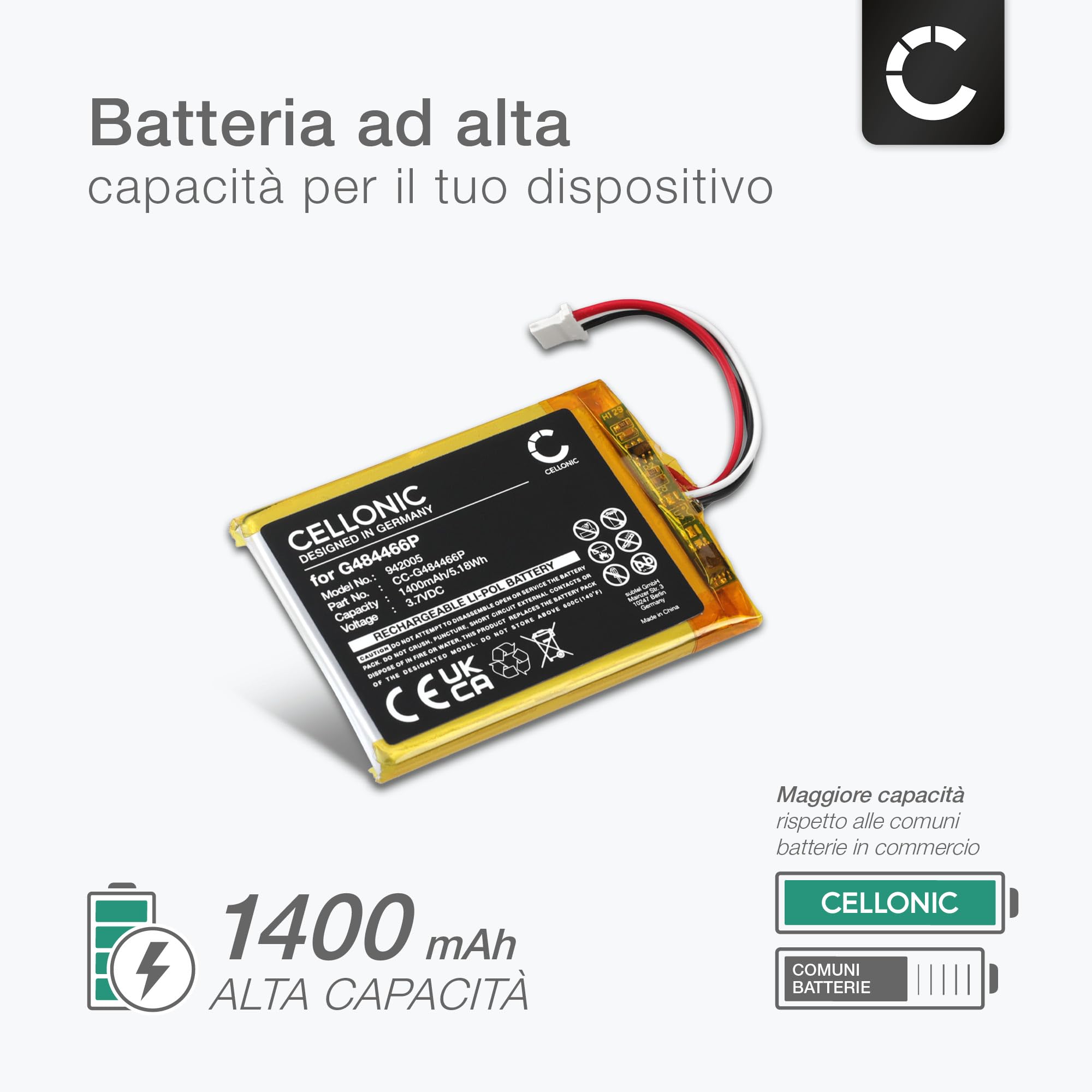 CELLONIC 1x Batteria per Navigatore GPS Compatibile con Polar V650, G484466P – (1400mAh, 3.7V) + Set di strumenti 17pz