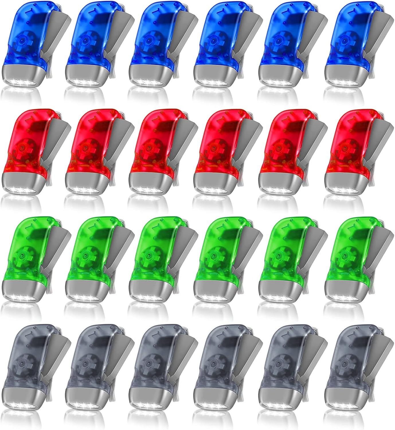 24 Pieces Hand Crank Flashlight No Battery Emergency Flashlight with 3 LED Bright Light Shake Flashlight for Camping, Hiking, Outdoor Sports, Car and Home