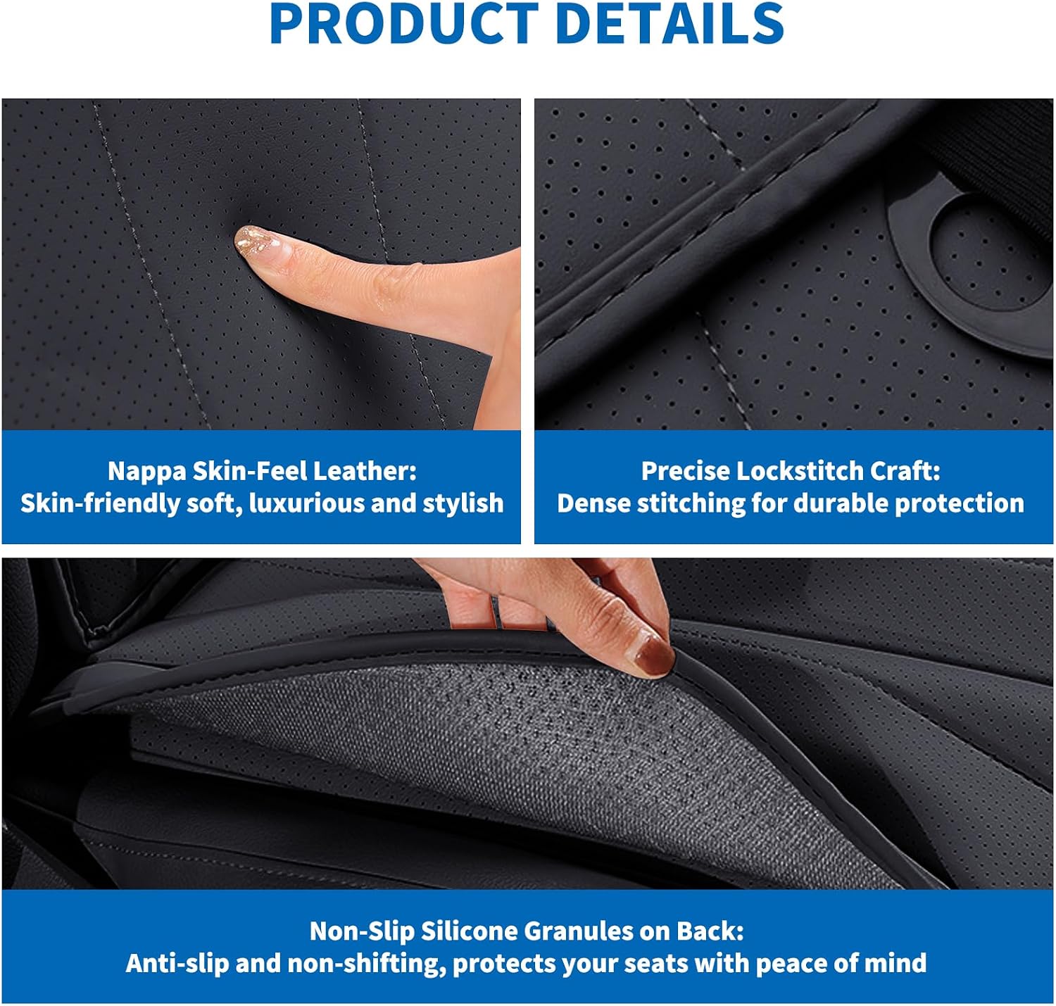 2PCS Leather Car Seat Cushions for Mercedes Benz GLE 350 GLE350 GLE 450 GLE450 2023-2026 Interior Accessories, Non-Slip Bottom All-Season Breathable, Front Seat Protector Cover Pads (Black)