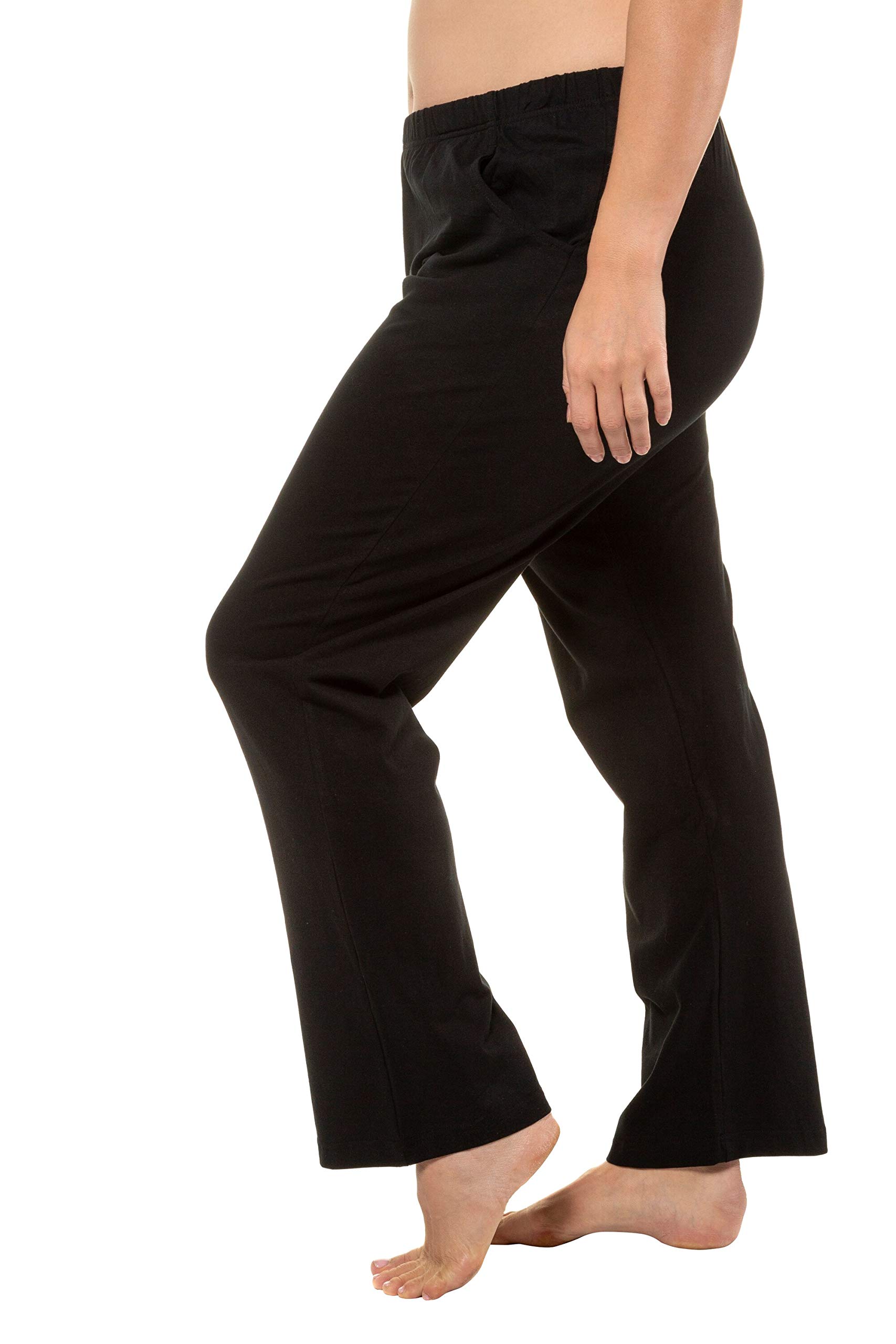 Ulla Popken Women's Plus Size Elastic Waist Bootcut Sports Pants Black 50+ 640831 10-50+, 24-26 - Image 3