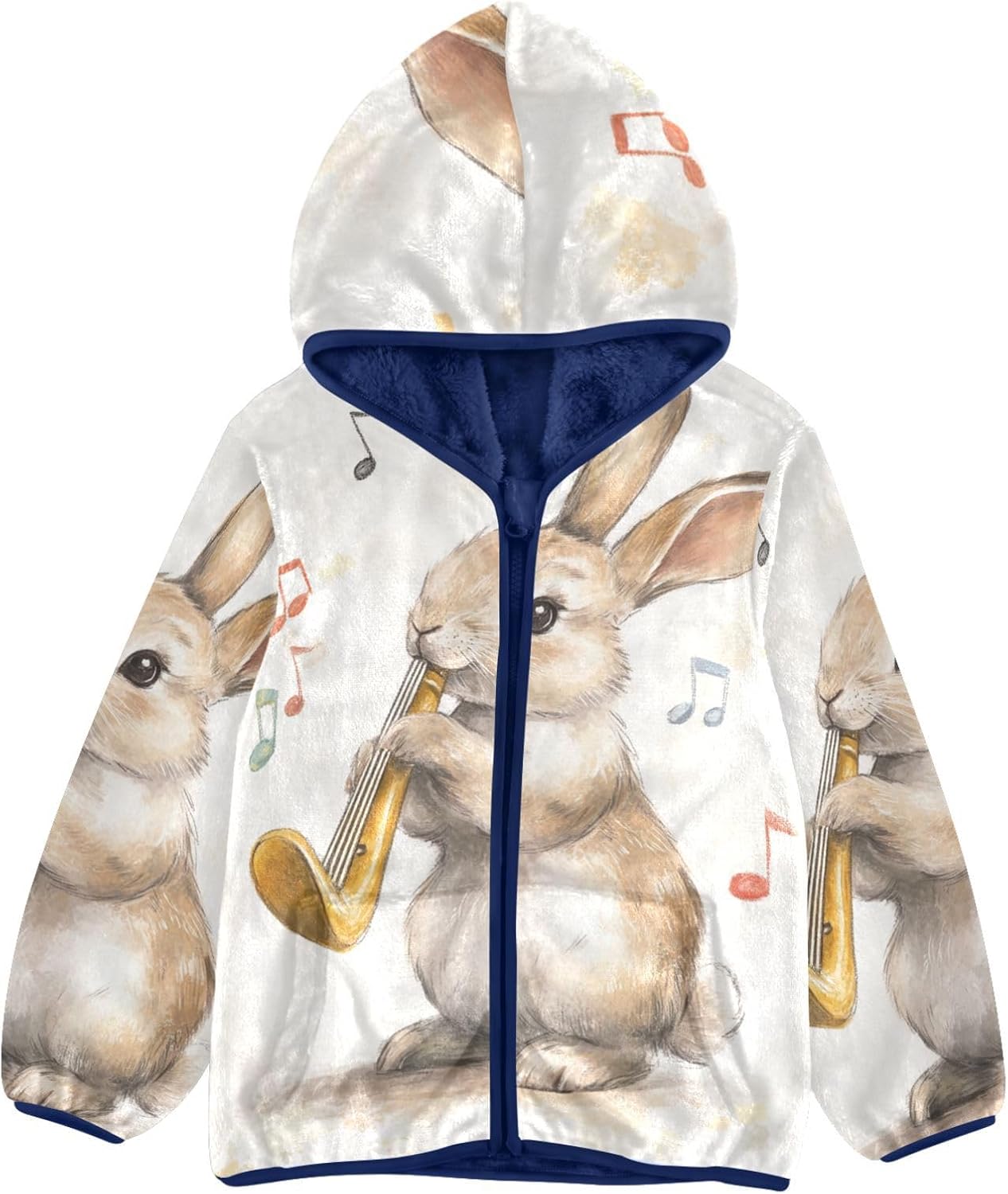 Cartoon Rabbit Play Music Light Jackets Toddler Outerwear Jackets Navy Blue Baby Boys Clothes