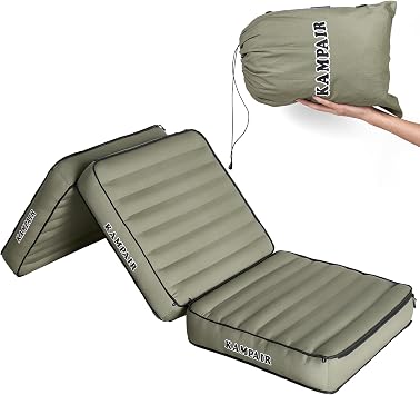Inflatable Tri-Fold Mattress, Portable Sleeping Pad Green | Foldable,Detachable,Tri-Fold,Waterproof,Machine Washable,Quick Inflation,Backpacking,Hiking,Traveling Tent