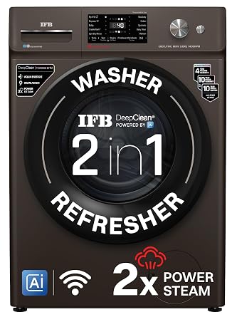 IFB 9Kg 5 Star,9 Swirl Wash, Steam Refresh, Eco Inverter Motor, WiFi Enabled, DeepClean®Ai Powered Fully Automatic Front Load Washing Machine(EXECUTIVE MXN 9014K, 2X Power Steam®,Inbuilt Heater,Mocha)