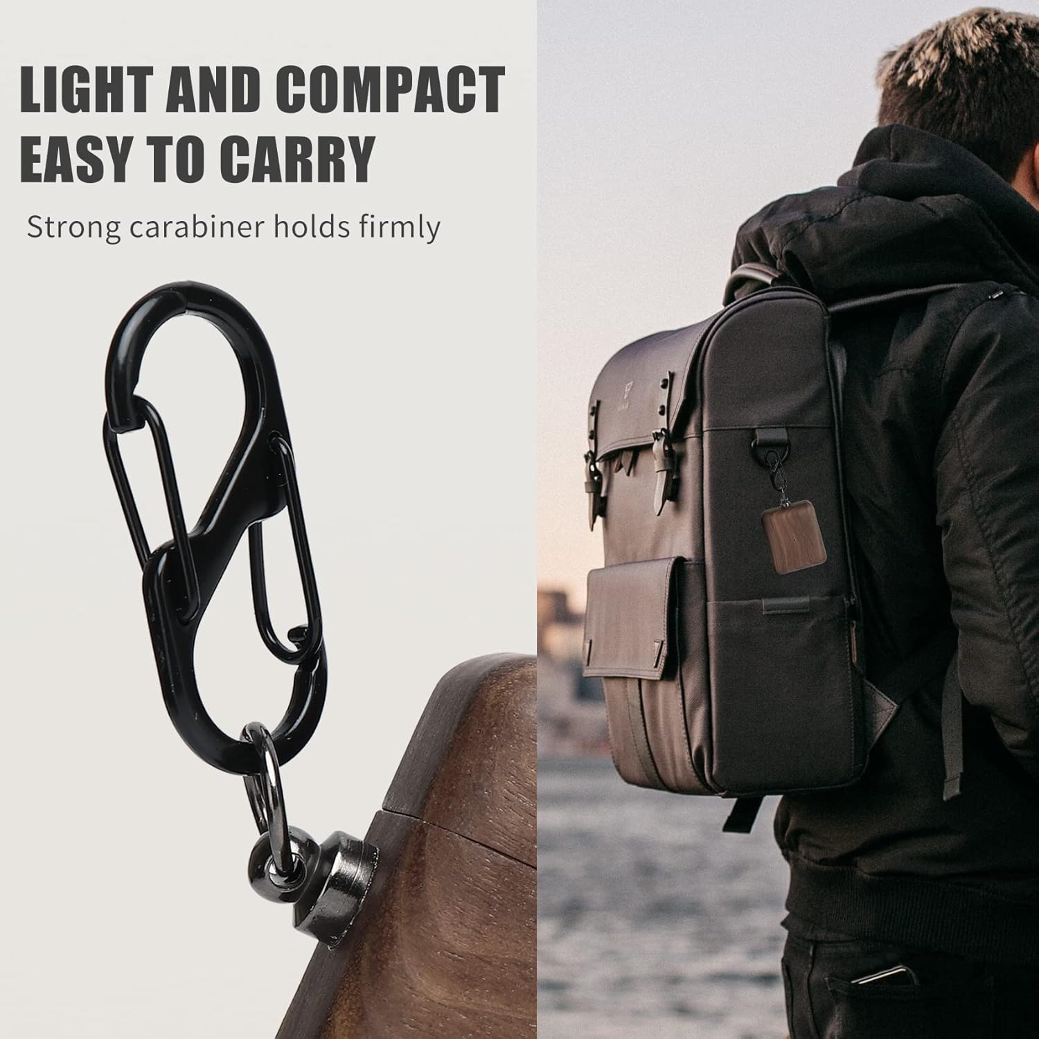 JAT Wood Airpod Case for Airpods, Full-Body Protective Wood Case with Carabiner for Apple Airpods (2021 Airpod 3, Walnut)