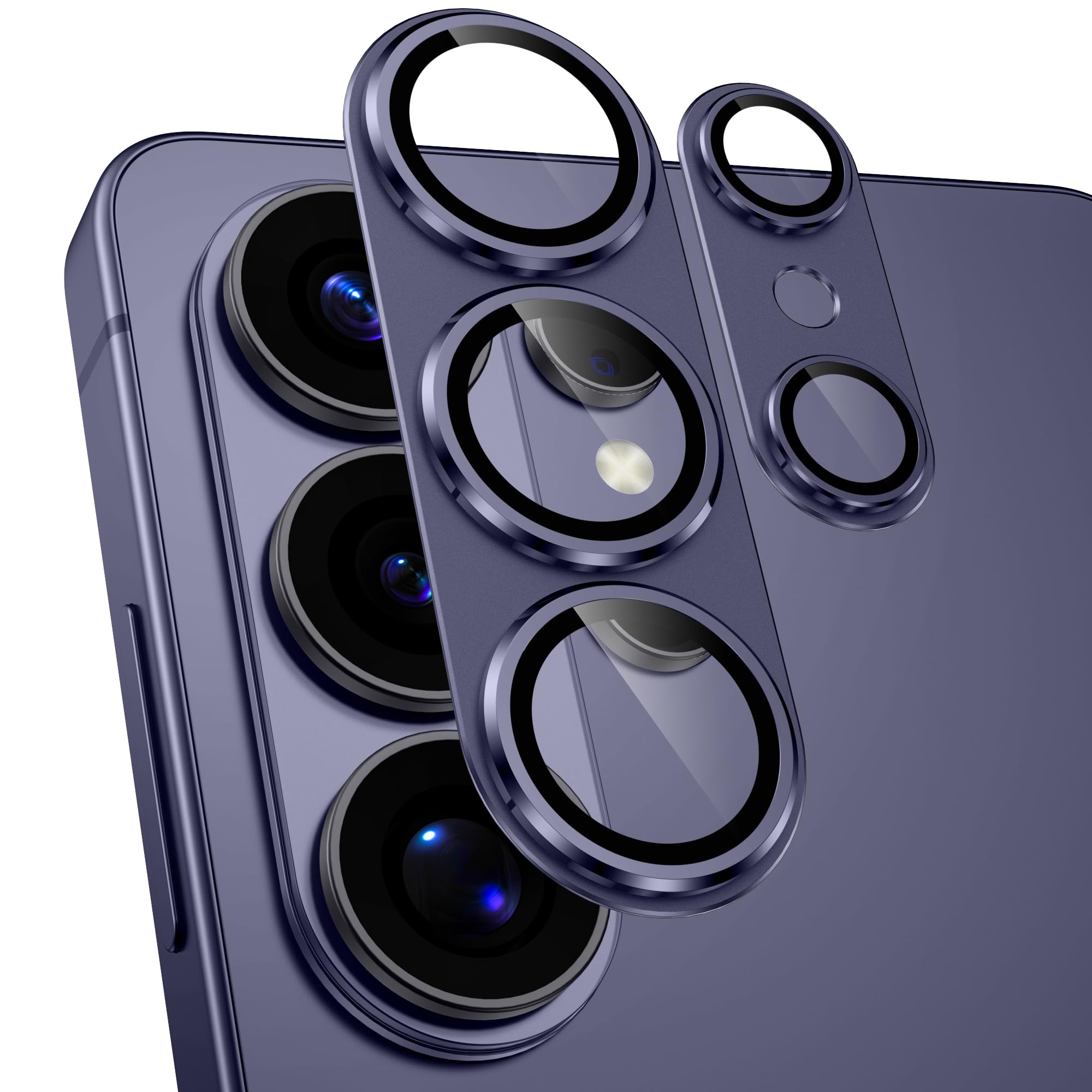 Woxuyee カメラフイルム Galaxy S26 Ultra用 カメラ保護 全面保護 9H強化ガラス アルミ合金 S26 Ultraレンズカバー 耐衝撃 フラッシュ干渉なし 黒縁取り 超高透過率 ギャラクシーs26 Ultra カメラカバー プロテクター 傷に強い パープル