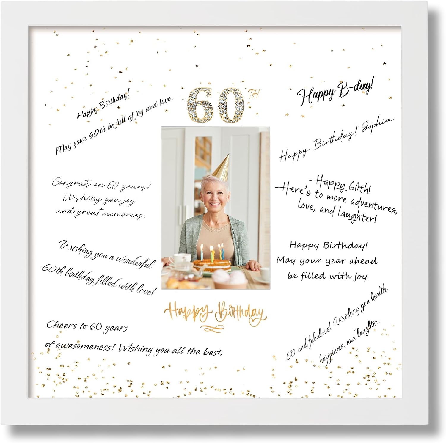 13x13 Birthday Signature Frame with Plexiglass Cover - Holds 4x6 Photos, 80th Birthday Decorations, Alternative Guest Book Gifts for Men & Women, 80th Party Favors, Wall Display & Supplies, Black