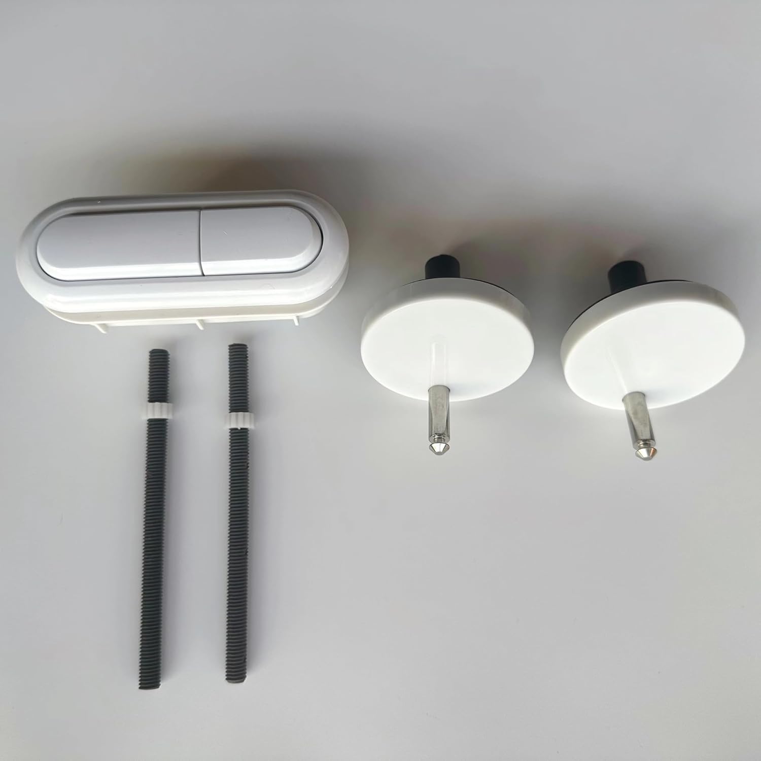 WS003 Seat Screw Caps Set with Toilet Oval Push Button Top Dual Flush Tank Replacement Parts Glossy White