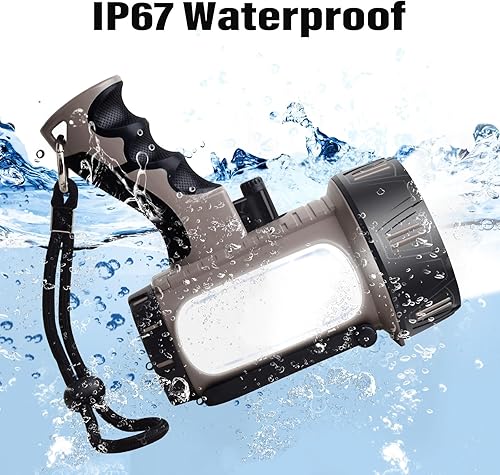 Miniatura 5 de ErayLife Foco de mano recargable, 1800 lúmenes, IP67 impermeable, 30 horas de duración de la batería, modos de luz ajustables, soporte plegable