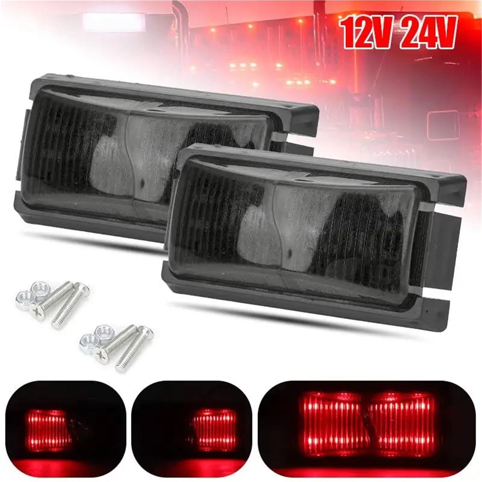 Freccia Auto 2/4 Pezzi 8 LED Luce Di Ingombro Laterale Luce Di Avvertimento Per Rimorchio Camion Roulotte 12V-24V Indicatore Laterale(10pcs Red)
