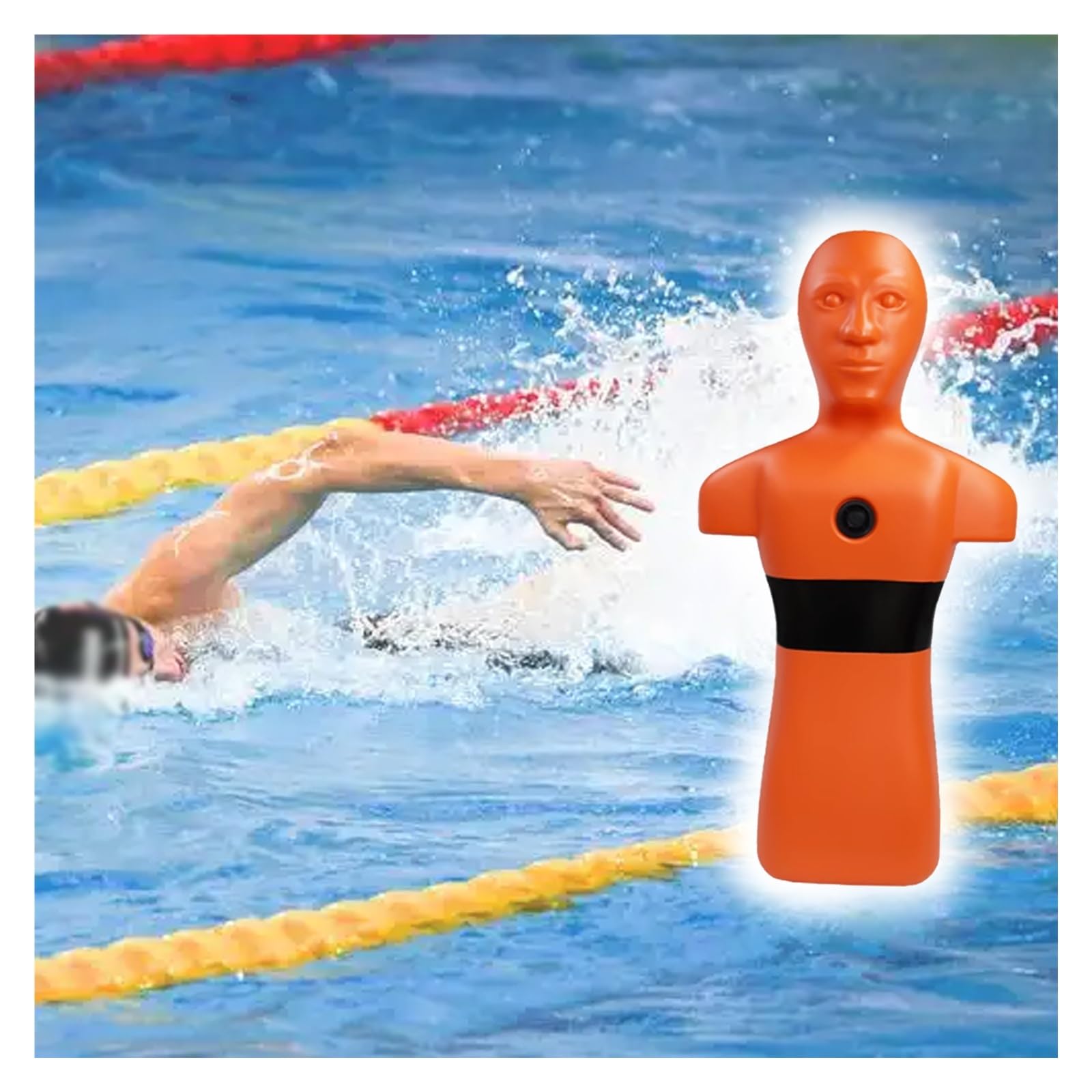 MZZKFC Water Rescue Training Equipment, Water Rescue Simulator for Improve Swimming Skills & Drowning Experiment, Fire Training Drill Dummy with 3 Water Injection Holes(Orange)