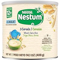 Vista 1 de Nestlé Nestum Junior Cereal, 3 Cereales - Trigo, Maíz y Arroz, Hecho para Niños de 12 Meses, Envase de 14.1 OZ (Paquete de 6)