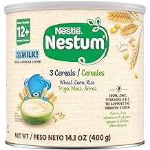 Nestle Nestum Junior Cereal, 3 Cereals - Wheat, Corn & Rice, Made for Toddlers 12 Months, 14.1 OZ Canister Pack of 6